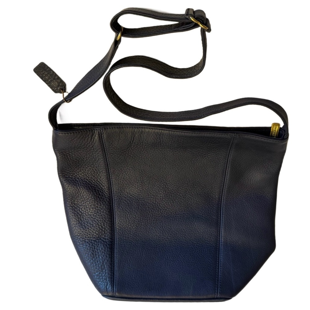 Vintage Coach 4927 Navy Blue Leather Bucket Purse Shoulder Bag Gold Hardware